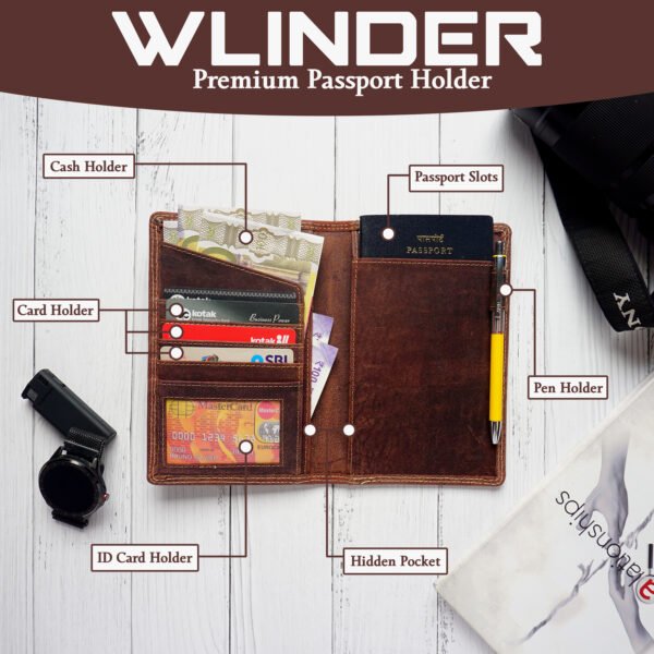 Premium Full Grain Leather Passport Holder - Image 4